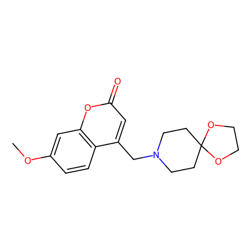 4-(1,4-dioxa-8-azaspiro[4.5]decan-8-ylmethyl)-7-methoxy-2H-chromen-2-one structure