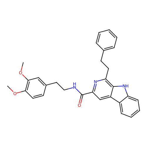 N-(3,4-dimethoxyphenethyl)-1-phenethyl-9H-pyrido[3,4-b]indole-3-carboxamide structure