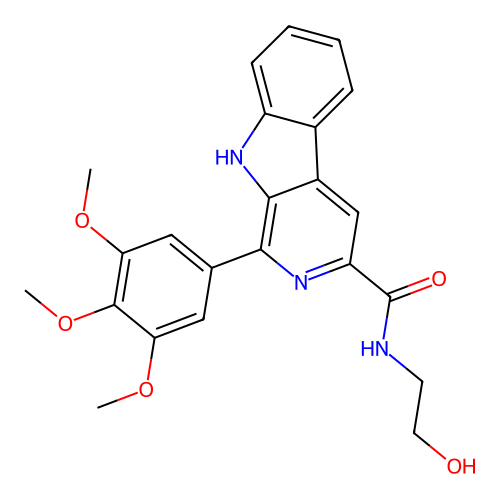 N-(2-hydroxyethyl)-1-(3,4,5-trimethoxyphenyl)-9H-pyrido[3,4-b]indole-3-carboxamide structure