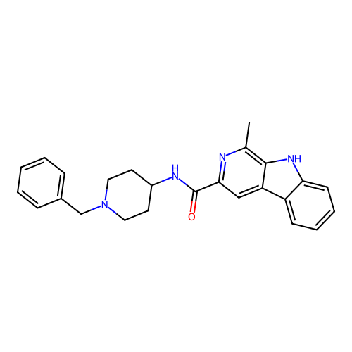 N-(1-benzylpiperidin-4-yl)-1-methyl-9H-pyrido[3,4-b]indole-3-carboxamide structure