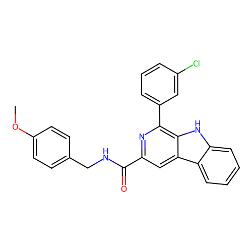 1-(3-chlorophenyl)-N-(4-methoxybenzyl)-9H-beta-carboline-3-carboxamide structure