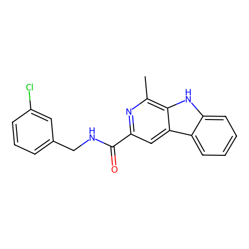N-(3-chlorobenzyl)-1-methyl-9H-beta-carboline-3-carboxamide structure