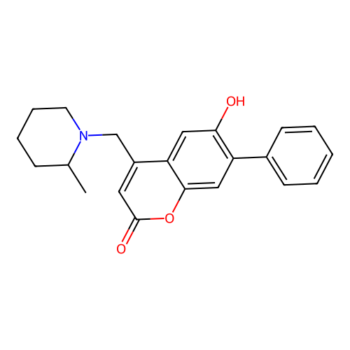 6-hydroxy-4-[(2-methylpiperidin-1-yl)methyl]-7-phenyl-2H-chromen-2-one structure