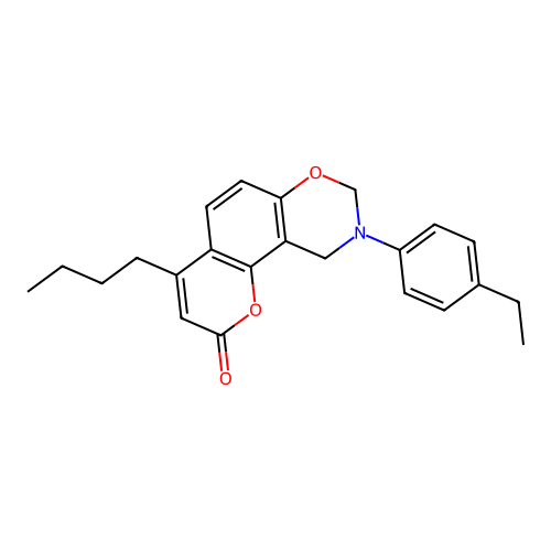 4-butyl-9-(4-ethylphenyl)-9,10-dihydrochromeno[8,7-e][1,3]oxazin-2(8H)-one structure