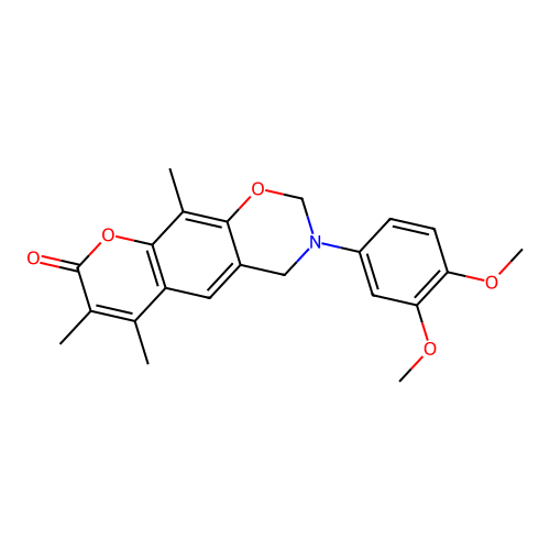 3-(3,4-dimethoxyphenyl)-6,7,10-trimethyl-3,4-dihydrochromeno[6,7-e][1,3]oxazin-8(2H)-one structure
