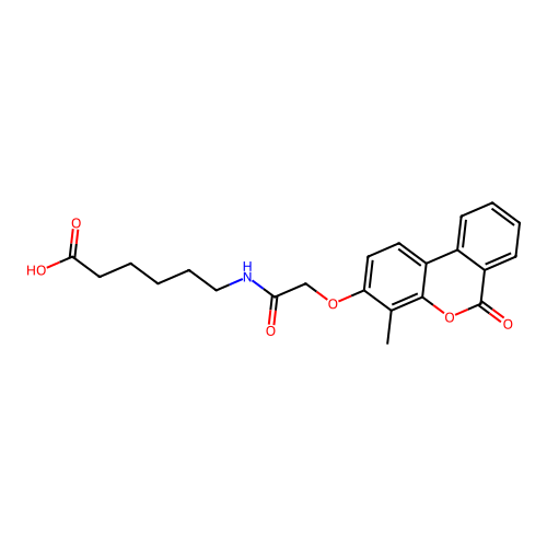 6-(2-((4-methyl-6-oxo-6H-benzo[c]chromen-3-yl)oxy)acetamido)hexanoic acid structure