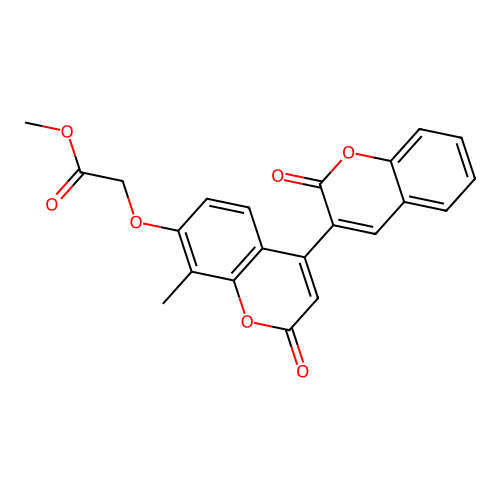 methyl 2-((8'-methyl-2,2'-dioxo-2H,2'H-[3,4'-bichromen]-7'-yl)oxy)acetate structure