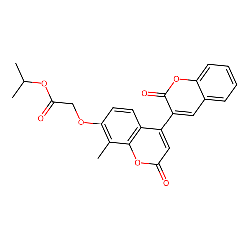 isopropyl 2-((8'-methyl-2,2'-dioxo-2H,2'H-[3,4'-bichromen]-7'-yl)oxy)acetate structure