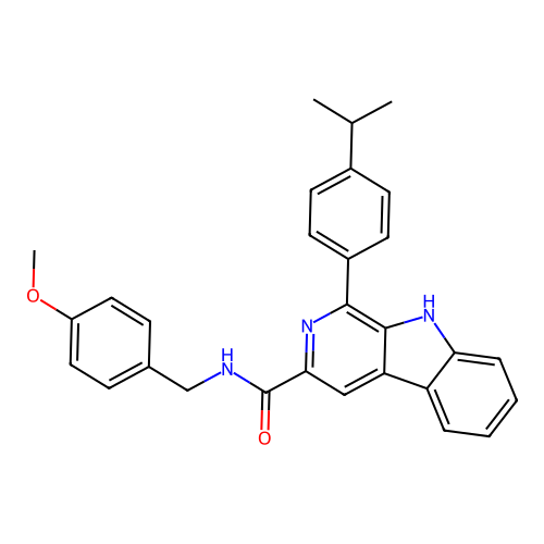 1-(4-isopropylphenyl)-N-(4-methoxybenzyl)-9H-pyrido[3,4-b]indole-3-carboxamide structure