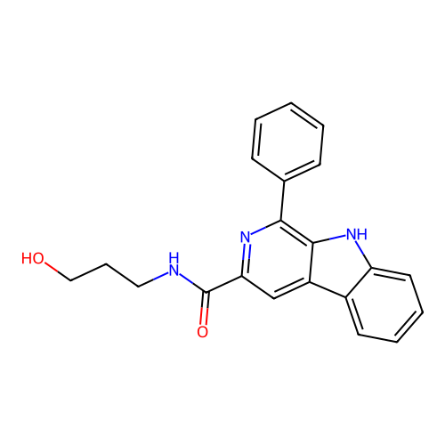N-(3-hydroxypropyl)-1-phenyl-9H-pyrido[3,4-b]indole-3-carboxamide structure