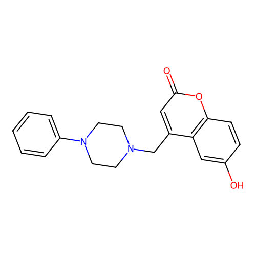 6-Hydroxy-4-[(4-phenylpiperazin-1-yl)methyl]chromen-2-one structure