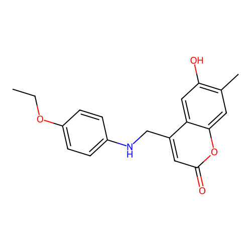 4-(((4-ethoxyphenyl)amino)methyl)-6-hydroxy-7-methyl-2H-chromen-2-one structure