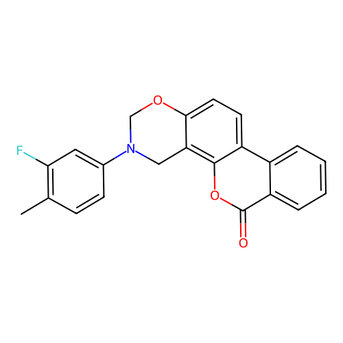 3-(3-fluoro-4-methylphenyl)-3,4-dihydrobenzo[3,4]chromeno[8,7-e][1,3]oxazin-6(2H)-one structure
