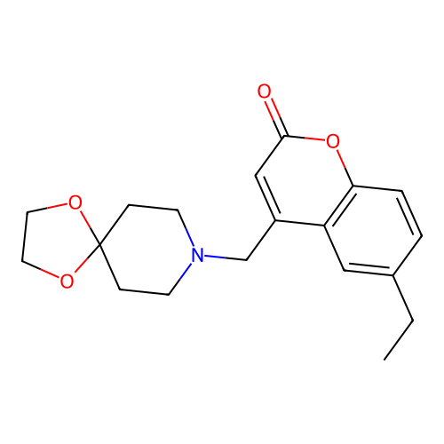 4-(1,4-Dioxa-8-azaspiro[4.5]decan-8-ylmethyl)-6-ethylchromen-2-one structure