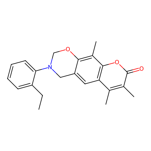 3-(2-ethylphenyl)-6,7,10-trimethyl-3,4-dihydrochromeno[6,7-e][1,3]oxazin-8(2H)-one structure