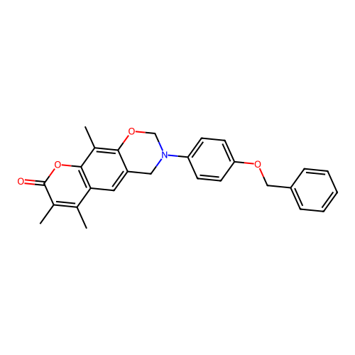 3-(4-(benzyloxy)phenyl)-6,7,10-trimethyl-3,4-dihydrochromeno[6,7-e][1,3]oxazin-8(2H)-one structure