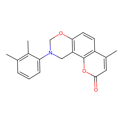 9-(2,3-dimethylphenyl)-4-methyl-9,10-dihydrochromeno[8,7-e][1,3]oxazin-2(8H)-one structure