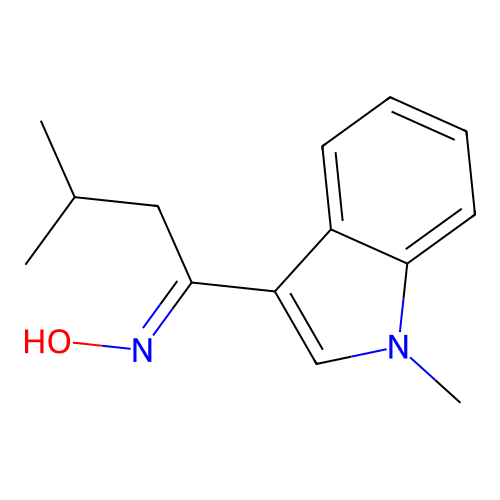 (NE)-N-[3-methyl-1-(1-methylindol-3-yl)butylidene]hydroxylamine structure