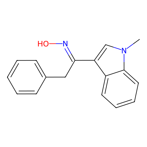 (NE)-N-[1-(1-methylindol-3-yl)-2-phenylethylidene]hydroxylamine structure