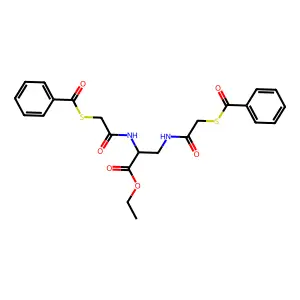 N,N'-Bis(S-benzoylmercaptoacetyl)-2,3-diaminopropionic acid ethyl ester structure