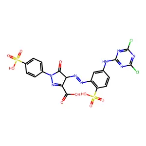 4-((5-((4,6-Dichloro-1,3,5-triazin-2-yl)amino)-2-sulphophenyl)azo)-4,5-dihydro-5-oxo-1-(4-sulphophenyl)-1H-pyrazole-3-carboxylic acid structure