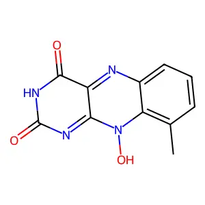 Benzo(g)pteridine-2,4(1H,3H)-dione, 9-methyl-, 10-oxide structure