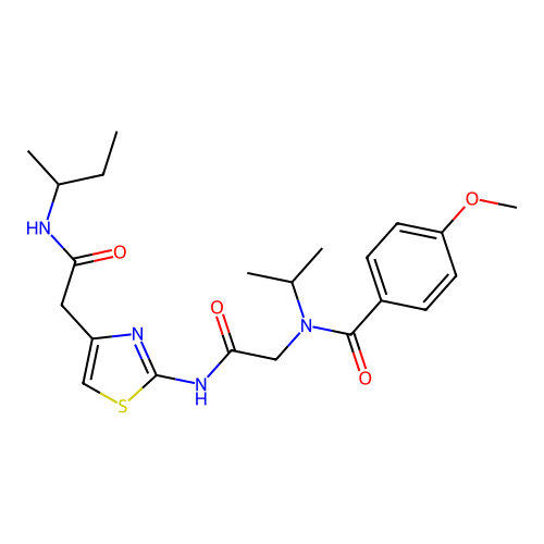 N-[2-[[4-[2-(butan-2-ylamino)-2-oxoethyl]-1,3-thiazol-2-yl]amino]-2-oxoethyl]-4-methoxy-N-propan-2-ylbenzamide structure