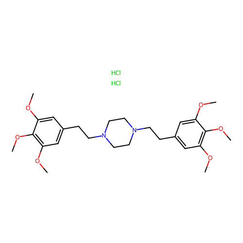 Piperazine, 1,4-bis(2-(3,4,5-trimethoxyphenyl)ethyl)-, dihydrochloride structure