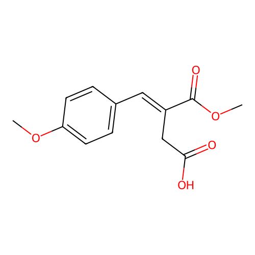 (3E)-3-(methoxycarbonyl)-4-(4-methoxyphenyl)but-3-enoic acid structure