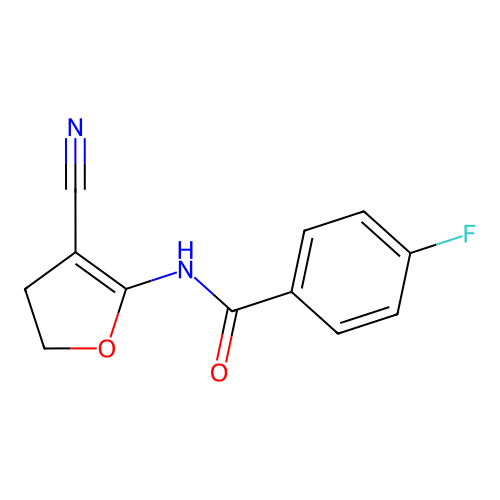 N-(3-Cyano-4,5-dihydro-2-furanyl)-4-fluorobenzamide structure