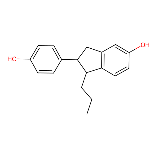 2-(4-hydroxyphenyl)-1-propyl-2,3-dihydro-1H-inden-5-ol structure