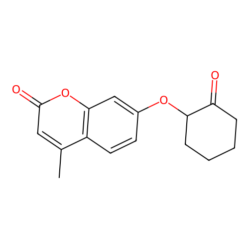 4-methyl-7-[(2-oxocyclohexyl)oxy]-2H-chromen-2-one structure