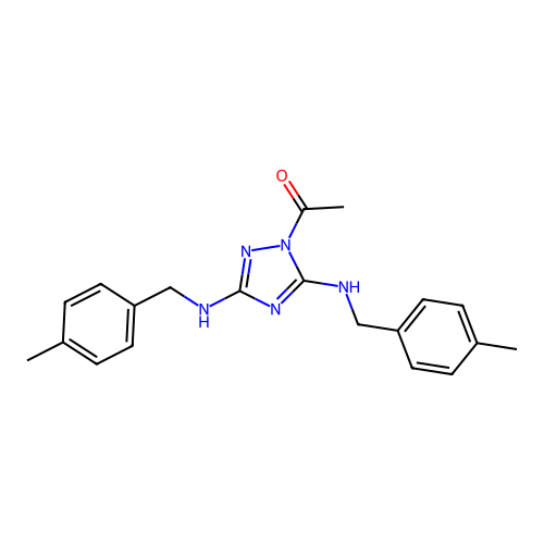 1-(3,5-bis((4-methylbenzyl)amino)-1H-1,2,4-triazol-1-yl)ethanone structure