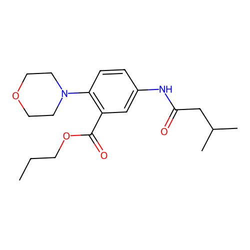 Propyl 5-[(3-methylbutanoyl)amino]-2-(morpholin-4-yl)benzoate structure