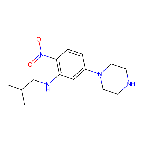 N-(2-methylpropyl)-2-nitro-5-piperazin-1-ylaniline structure