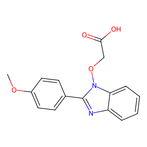 2-{[2-(4-methoxyphenyl)-1H-1,3-benzimidazol-1-yl]oxy}acetic acid structure