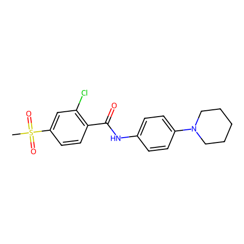 2-chloro-4-(methylsulfonyl)-N-(4-piperidinophenyl)benzenecarboxamide structure