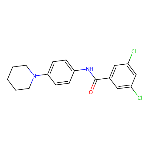 3,5-dichloro-N-(4-piperidinophenyl)benzenecarboxamide structure