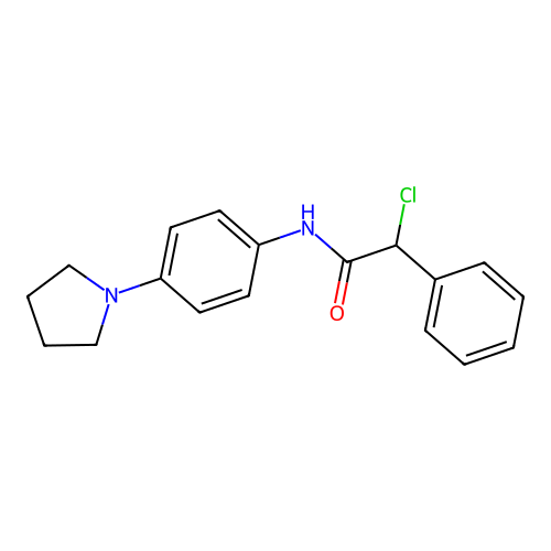2-chloro-2-phenyl-N-[4-(1-pyrrolidinyl)phenyl]acetamide structure