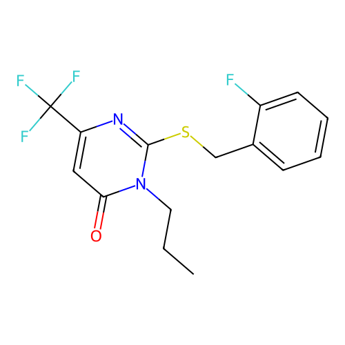 2-[(2-fluorobenzyl)sulfanyl]-3-propyl-6-(trifluoromethyl)-4(3H)-pyrimidinone structure