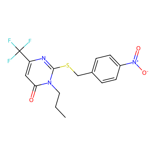 2-[(4-nitrobenzyl)sulfanyl]-3-propyl-6-(trifluoromethyl)-4(3H)-pyrimidinone structure