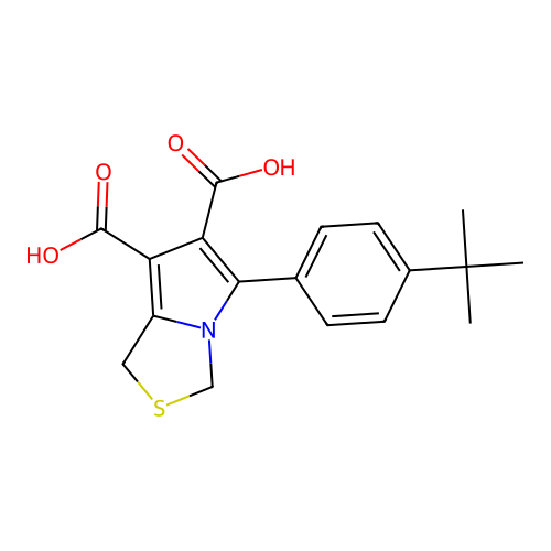 5-[4-(tert-butyl)phenyl]-1H-pyrrolo[1,2-c][1,3]thiazole-6,7-dicarboxylic acid structure