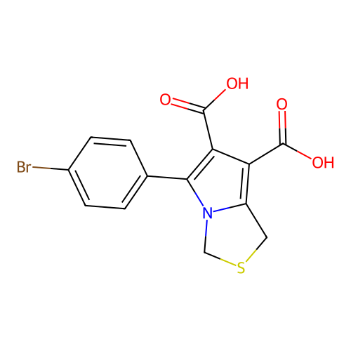 5-(4-bromophenyl)-1H-pyrrolo[1,2-c][1,3]thiazole-6,7-dicarboxylic acid structure