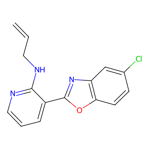 N-allyl-3-(5-chloro-1,3-benzoxazol-2-yl)-2-pyridinamine structure