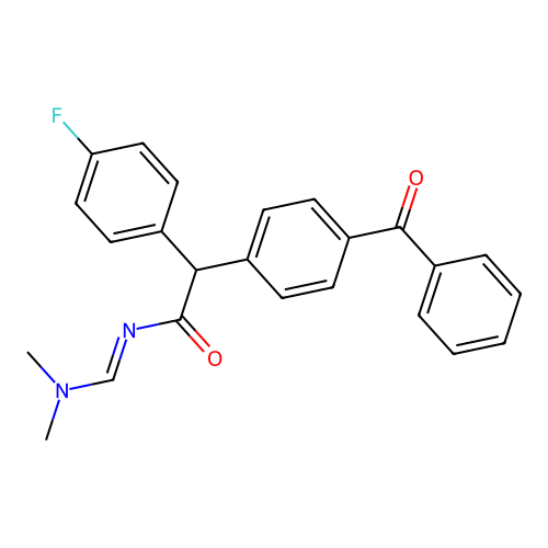 2-(4-benzoylphenyl)-N-[(dimethylamino)methylene]-2-(4-fluorophenyl)acetamide structure