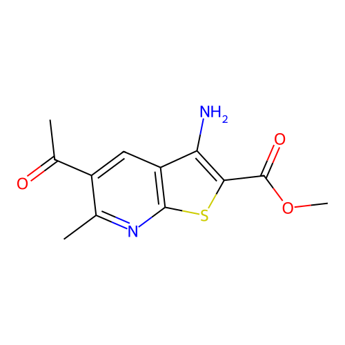 Methyl 5-acetyl-3-amino-6-methylthieno[2,3-b]pyridine-2-carboxylate structure