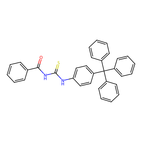 N-benzoyl-N'-(4-tritylphenyl)thiourea structure