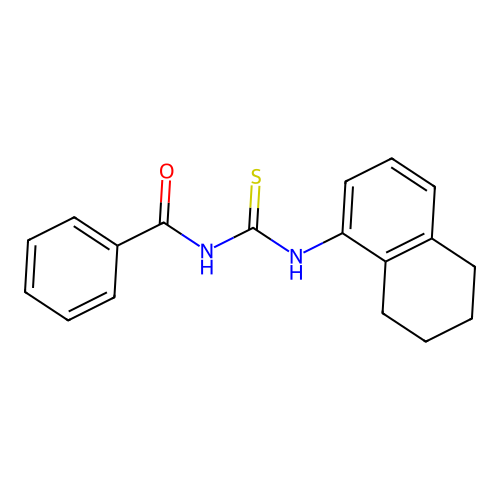 N-benzoyl-N'-(5,6,7,8-tetrahydro-1-naphthalenyl)thiourea structure