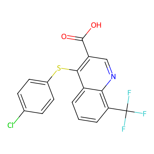4-(4-chlorophenyl)sulfanyl-8-(trifluoromethyl)quinoline-3-carboxylic Acid structure