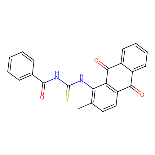 N-benzoyl-N'-(2-methyl-9,10-dioxo-9,10-dihydro-1-anthracenyl)thiourea structure